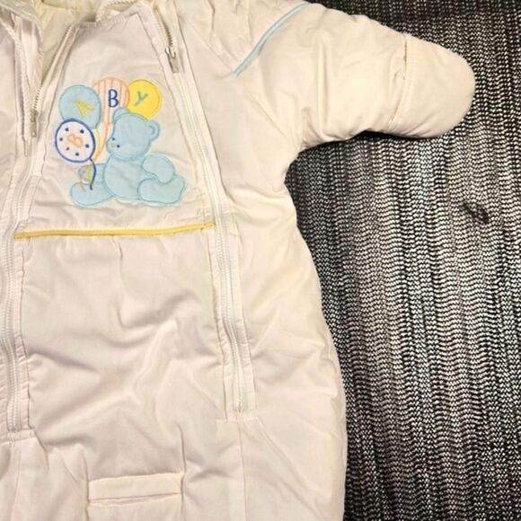 Vintage Infant's Snow Suit 9 Months Weather Tamer Zip Up Mittens White USA Made - Picture 3 of 10